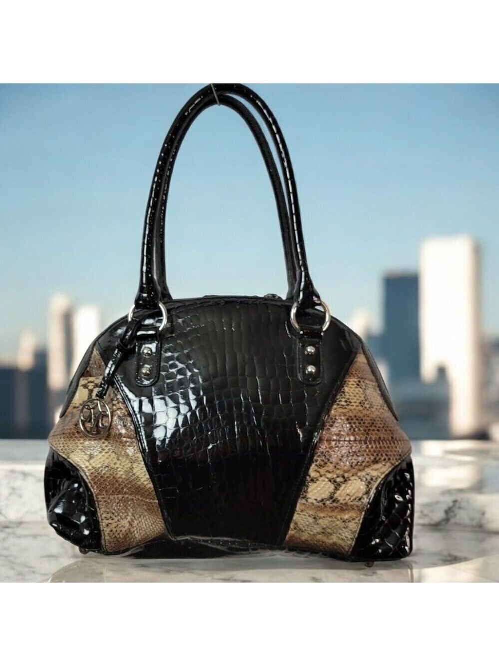 Johnson & Murphy Faux Snakeskin and Crocodile Shoulder Bag